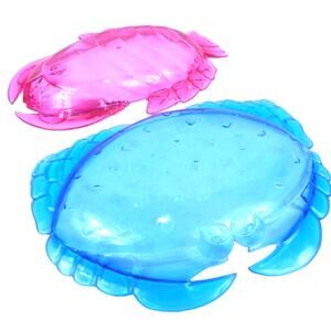 Plastic Fish Crab Serving Trays Snack Trays Taiwan Blue Pink Lot of 2